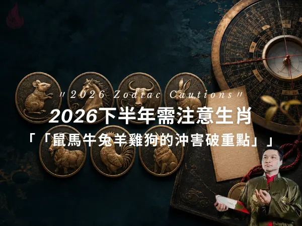 2026下半年需注意生肖，呈現鼠馬牛兔羊雞狗沖害破重點