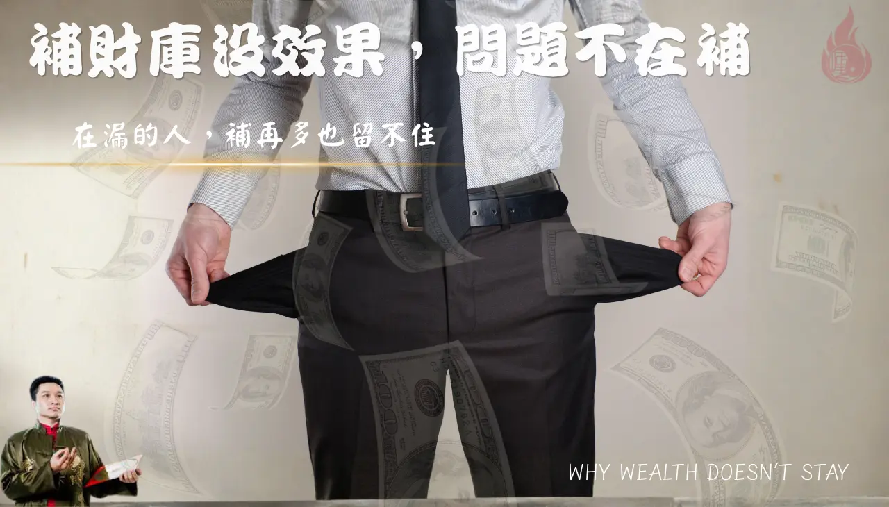 漏財問題示意,財運流失導致補財庫效果不明顯