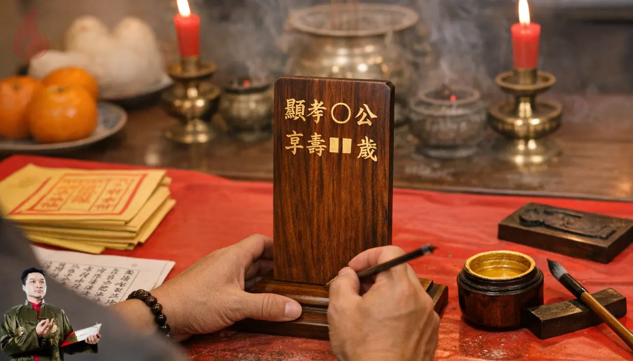 祖先牌位書寫與安奉祭祀場景