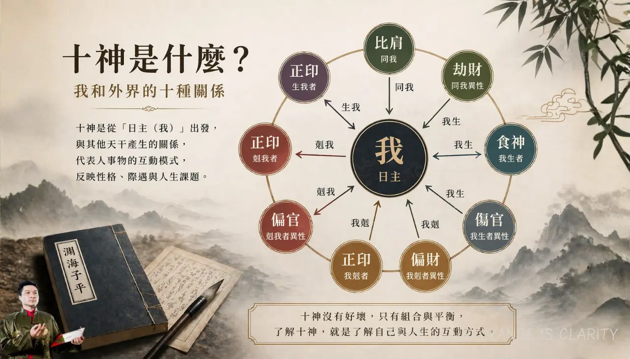 八字十神比肩劫財食神傷官正財偏財關係結構