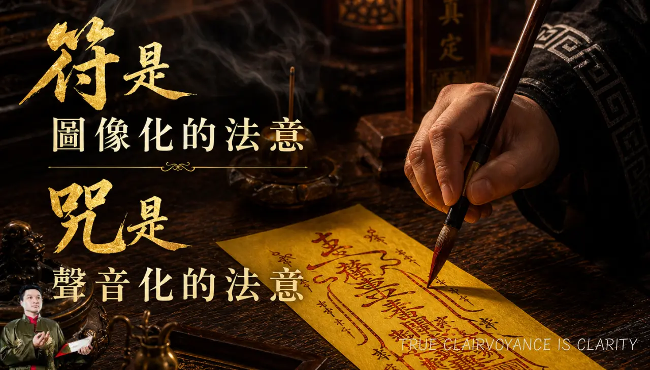 符是圖像化的法意，咒是聲音化的法意，呈現書符持咒與道法儀式的關係