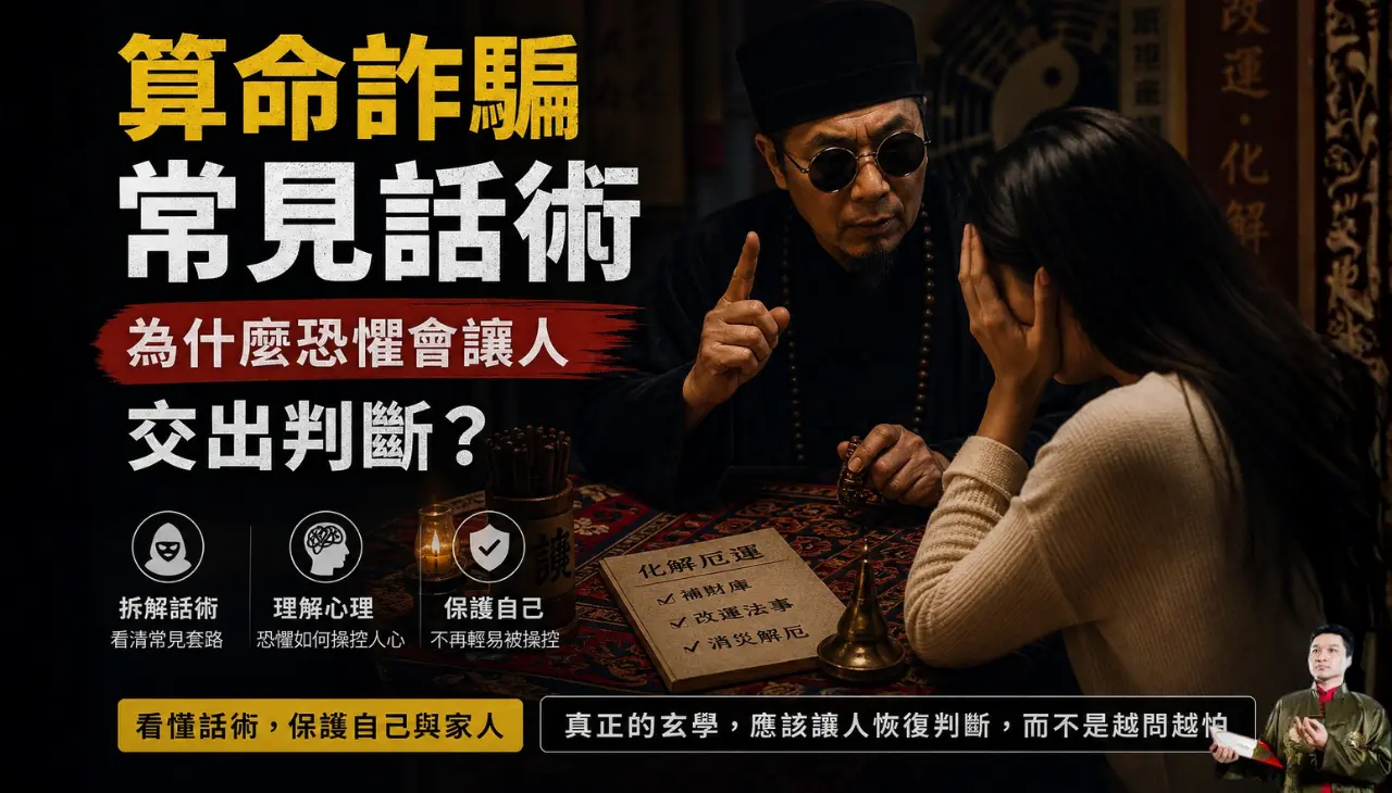 算命詐騙常見話術，命理師手持籤筒提醒恐懼會讓人交出判斷