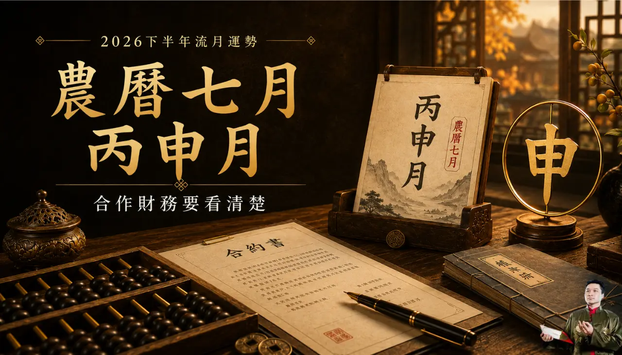 農曆七月丙申月流月運勢，呈現合作財務與人際重點