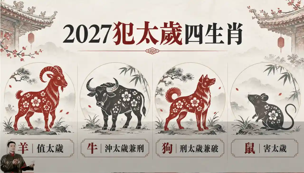 2027丁未年犯太歲四生肖羊牛狗鼠關係