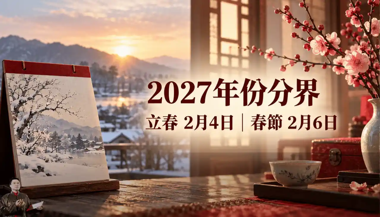 2027年份分界,立春2月4日與春節2月6日對照