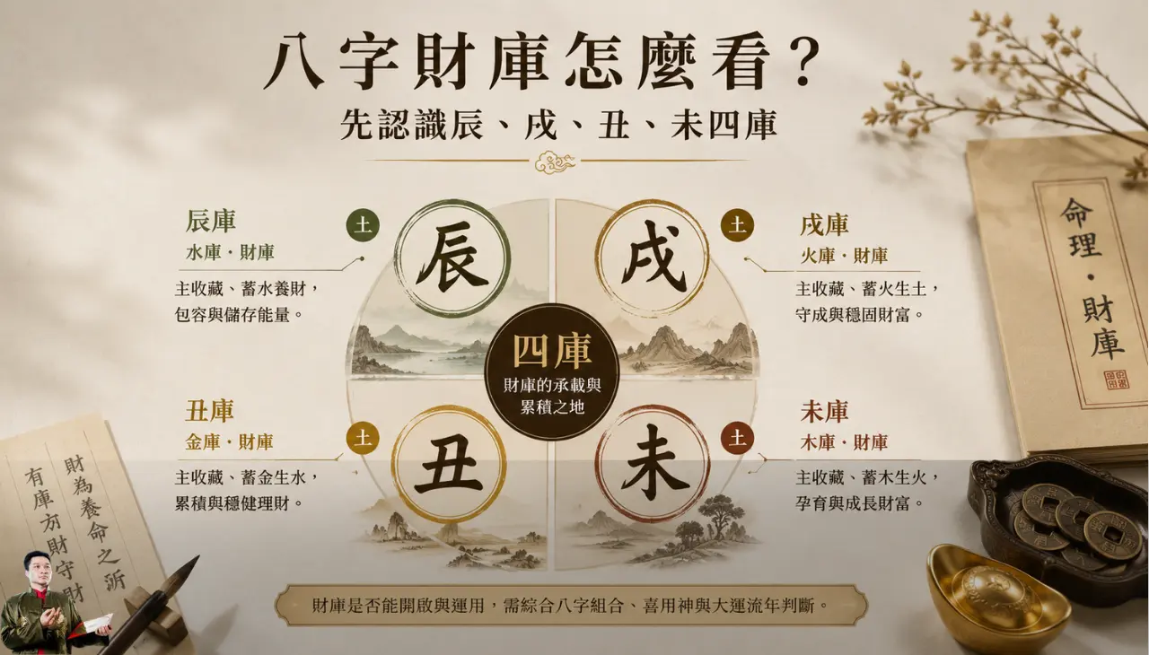 八字四庫辰戌丑未與財庫判斷方式