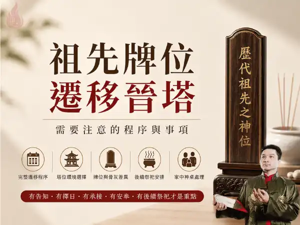 祖先牌位遷移晉塔程序、塔位環境選擇與後續祭祀安排說明