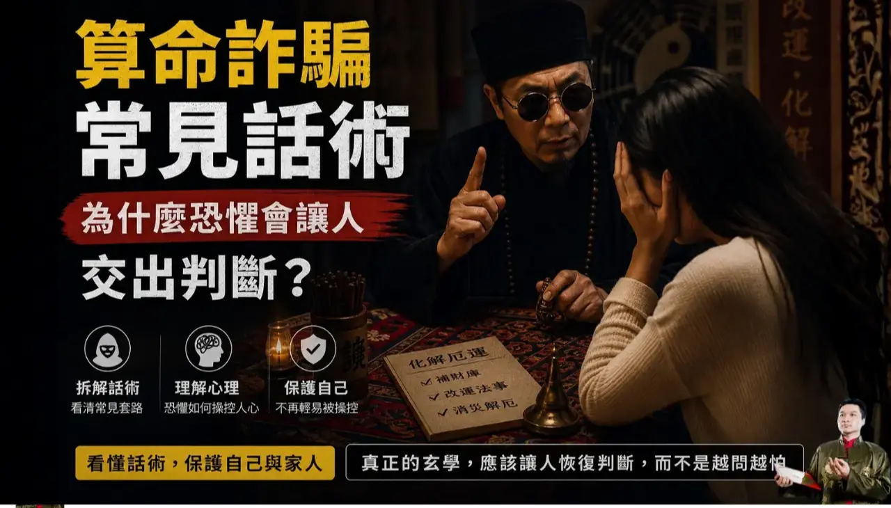 算命詐騙常見話術，命理師手持籤筒提醒恐懼會讓人交出判斷